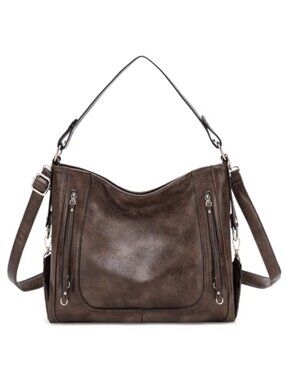 Vegan Leather Hobo Bag Large Capacity Shoulder Purse Work